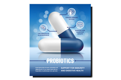 Probiotics Pills Creative Promotion Banner Vector