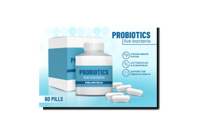 Probiotics Live Bacteria Promotional Poster Vector