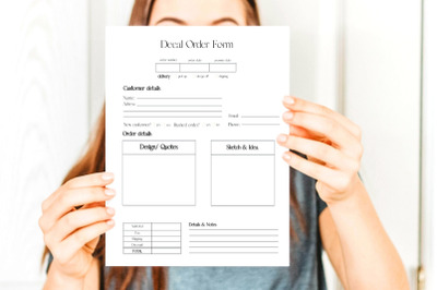 Decal Order Form, Crafters Order Forms Template