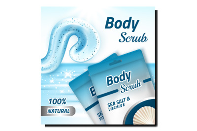 Scrub Body Care Cosmetic Promotion Banner Vector