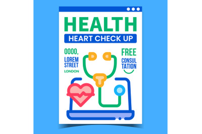 Health Heart Check Up Promotional Banner Vector