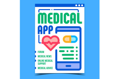 Medical App Creative Promotional Poster Vector