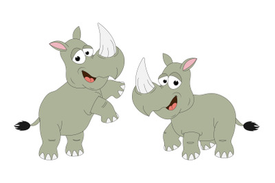 cute rhino animal cartoon, simple vector illustration