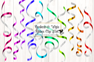 Rainbow and White Ribbon Clipart