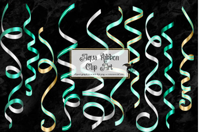 Aqua Ribbons Clip Art