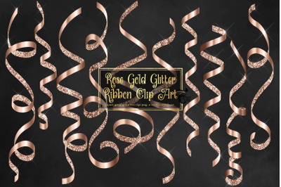 Rose Gold Glitter Ribbon Clipart