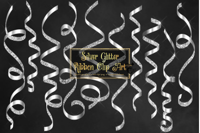 Silver Glitter Ribbon Clipart