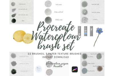 Procreate Watercolour Brush Set - Includes Paper Texture Brushes!