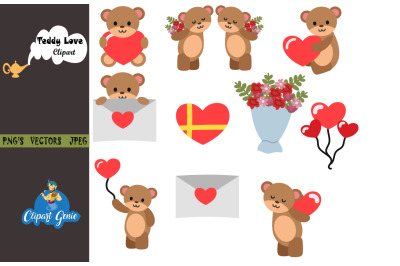 Teddy Love clipart, Teddy Love svg, Love svg, Valentines day