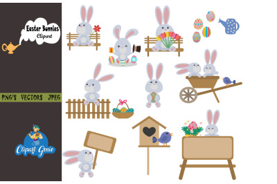 Easter Bunnies Clipart, Easter Bunnies svg,Easter clipart &amp; SVG