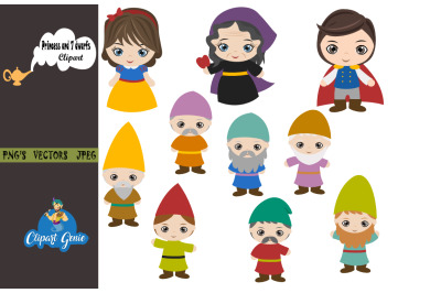 Princess and 7 dwarfs clipart, Fairy Tale Clipart &amp; SVG