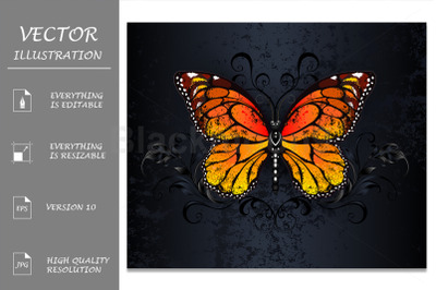 Monarch Butterfly on Gothic Background