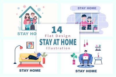 14 Stay at Home Flat Design