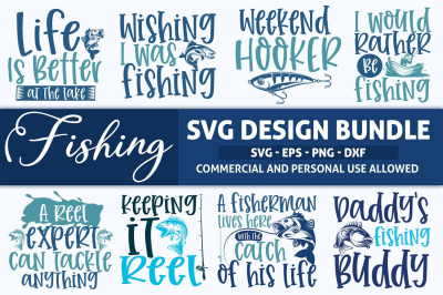 Fishing SVG Bundle&2C; fish svg&2C; bass svg&2C; fish hook svg&2C; lake svg