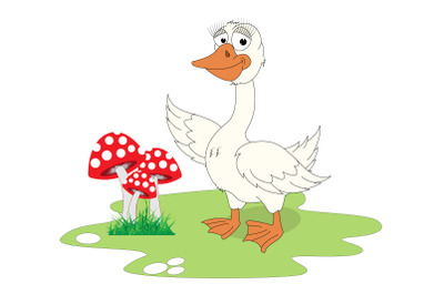 cute goose animal cartoon, simple vector illustration