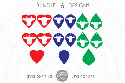 Earrings SVG&2C; Cow earrings SVG&2C; cut file&2C; cow head