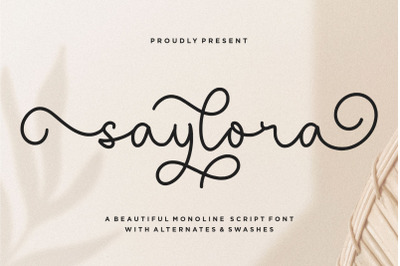 saylora Beautiful Monoline Script Font