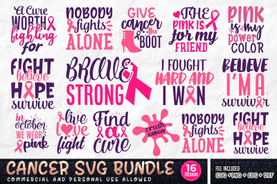 Cancer Quotes Svg Bundle&2C; Breast Cancer Svg Bundle&2C; Fight Cancer Svg