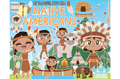 Native Americans Clipart - Lime and Kiwi Designs