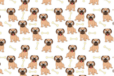 cute PUG Dog animal cartoon pattern