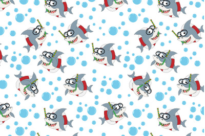 cute shark animal cartoon pattern