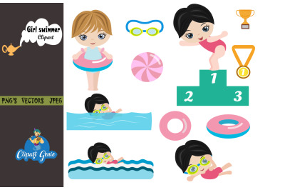 Girl swimmer clipart, Swimming clipart &amp; SVG