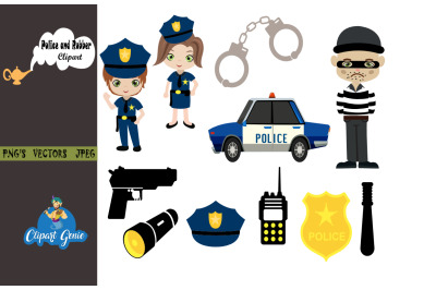 Police clipart, Robber clipart, Cop clipart &amp; SVG