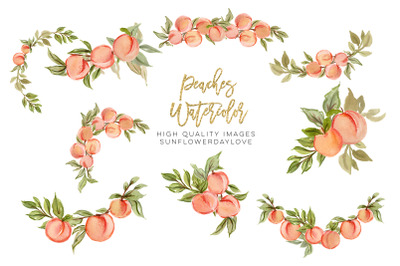 Greenery Summer Peaches&2C; Peaches Arrangements Watercolor clipart