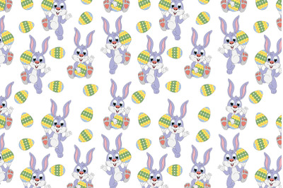 cute rabbit cartoon and easter egg pattern