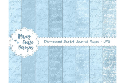 Blue Distressed Script Journal Papers US Letter Size