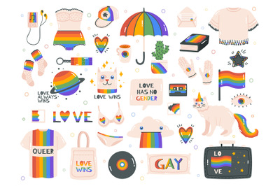 Lgbtq hand drawn elements. Cu