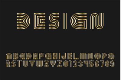Luxury gold striped alphabet