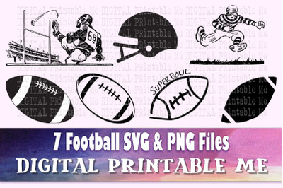 Football svg bundle, silhouette, PNG, clip art, 10 Digital images, spo