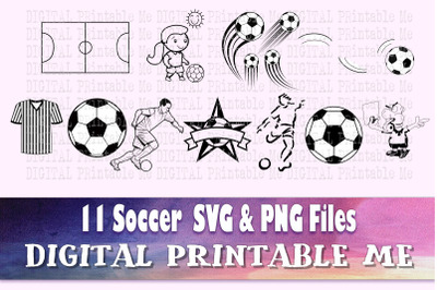 Soccer svg bundle&2C; silhouette&2C; PNG&2C; clip art&2C; 11 Digital images&2C; sport