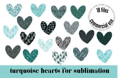 Turquoise Hearts for Sublimation, Background Bundle