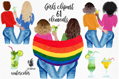 LGBTQ Girls clipart Lesbian couples Gay Lesbian clipart