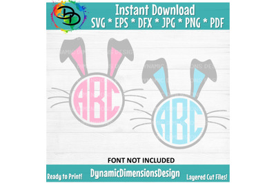 Bunny Monogram SVG&2C; Easter Bunny&2C; Monogram&2C; Monogram Frame SVG&2C; Easter