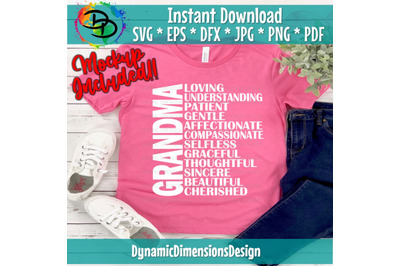 Grandma Adjectives, Grandma svg, Grandma quote, Granny, Nana, Glowforg