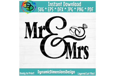 Mrs Svg, Mr Svg, Miss Svg, Wedding SVG, Rings, Wedding Sign, SVG Vinyl