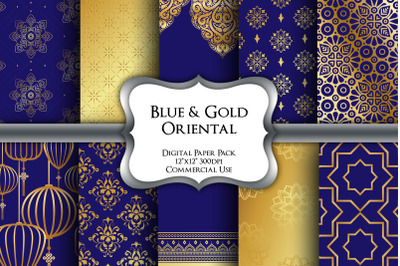 Blue and Gold Oriental Digital Paper Pack