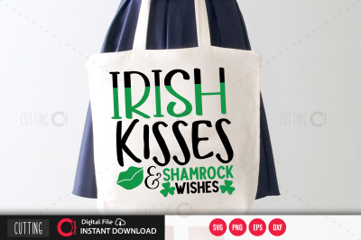 Irish kisses and shamrock wishes svg