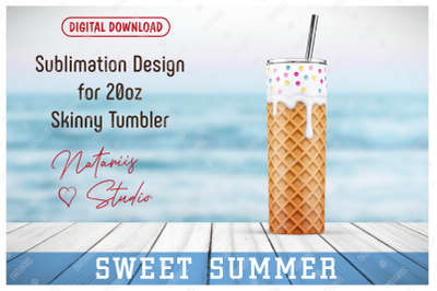 Realistic Ice Cream Pattern for 20oz SKINNY TUMBLER.