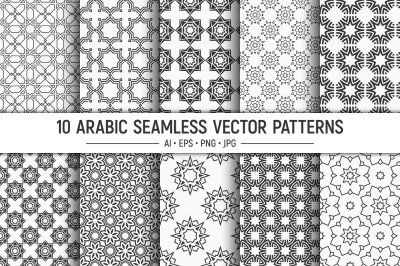 10 seamless oriental geometric vector patterns