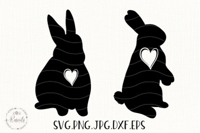 Easter Bunny Silhouette with Heart/ 7
