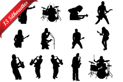 Rock And Jazz Musicians Silhouettes