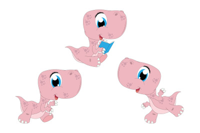 cute pink dinosaur animal cartoon