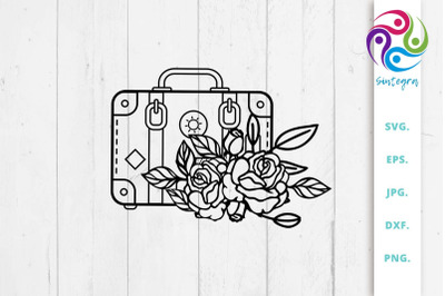 Floral Suitcase SVG File