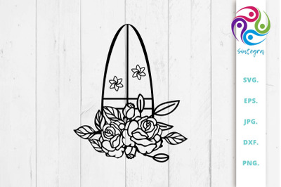 Floral Surfboard Svg Cut File