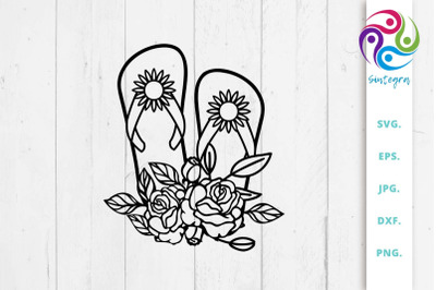 Floral Flip Flops SVG Cut File