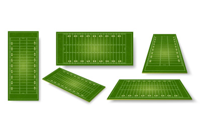 American football field. Realistic ball sport pitch sheme with zone ma